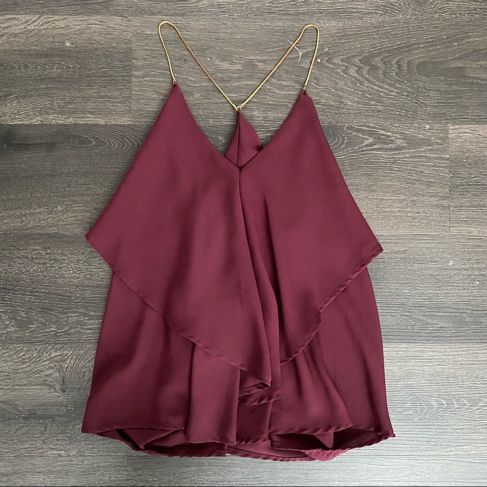 Charlotte Russe Maroon Tank Top Blouse w/ Gold Chain Straps